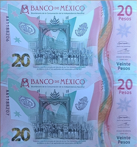 Billetes 20 Pesos (g), Conmemorativo Del Bicentenario