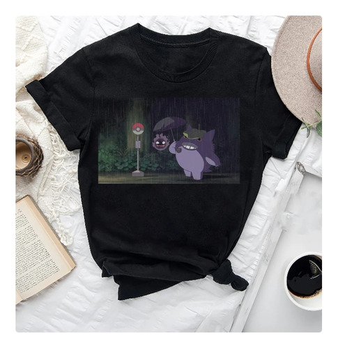 Polera Unisex Pokem Axl Gato Anime Totoro Algodon Estampado