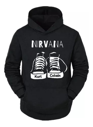 Buzo Canguro De Nirvana Kurt Cobain Logo Zapatiilas Unisex