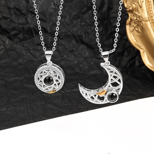Collar Magnétio Diseño De Sol Y Luna Para Pareja