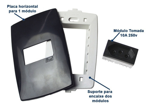 Imagem 3 de 7 de Conjunto Tomada Simples 10 A 4x2 Home Grafite B'lux