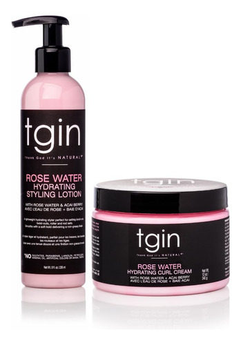 Tgin Rose Water Curl Cream 12 Onzas + Locion De Peinado 8 On