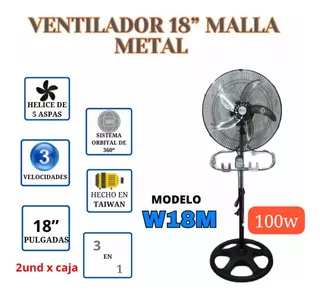 Ventilador De 18 Jbo 3 En 1 Pared- Pedestal Y Piso