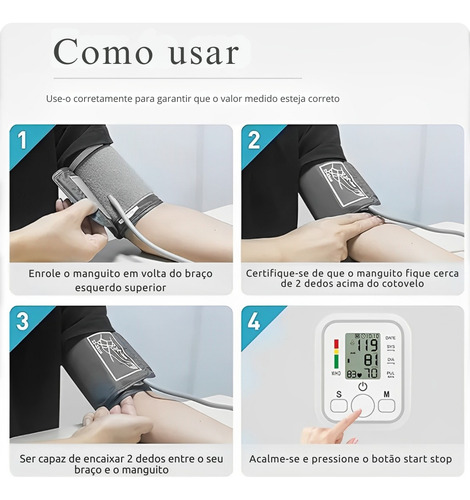 Monitor Aferidor Pressão Digital Automático Braço Tela Lcd