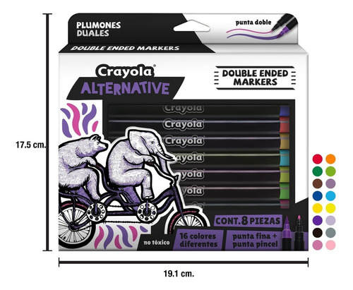 8 Plumones Duales Alternative Punta Pincel Lettering Crayola