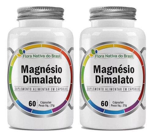 Kit 2x Magnésio Dimalato 260mg 2x60 Cápsulas Flora Nativa Sem Sabor