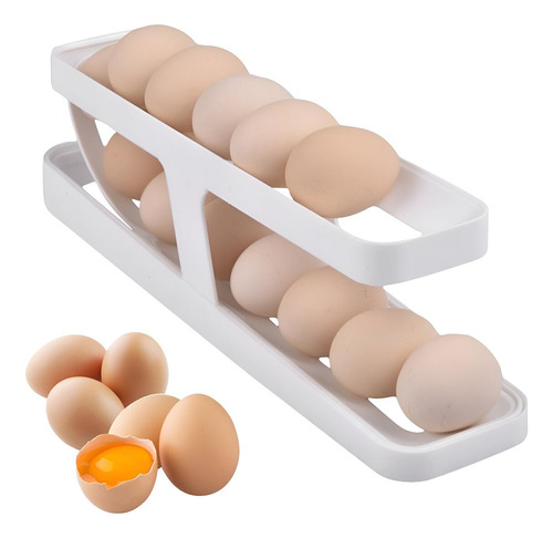 Dispensador Porta Huevos De 2 Niveles Para Cocina Blanco