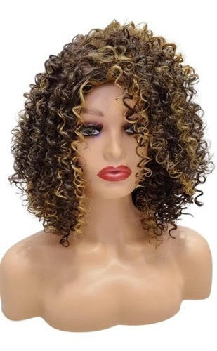 Wig De Fibra Sintética Crespa Cabelo Afro Peruca Cacheada