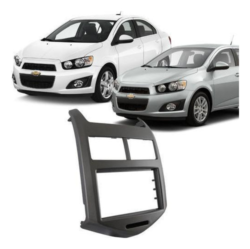 Moldura Painel 2din Chevrolet Sonic 2012 A 2018 Cinza Ch/jp