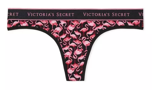 Calcinha Victorias Secret Fio Dental Logo Cotton Thong Panty