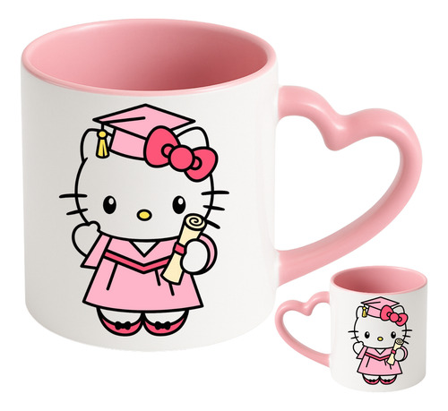 Taza Cerámica Asa De Corazón Graduación Hello Kitty 320 Ml Hello Kitty 1