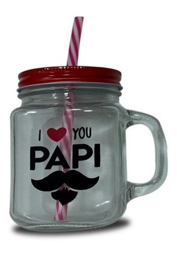 Taza Vidrio Dia Del Padre Jarra Mason Vaso Con Tapa Sorbete