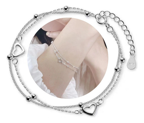 Love Plata De Ley 925 Pulsera Corazón Ajustable Mujer Regalo