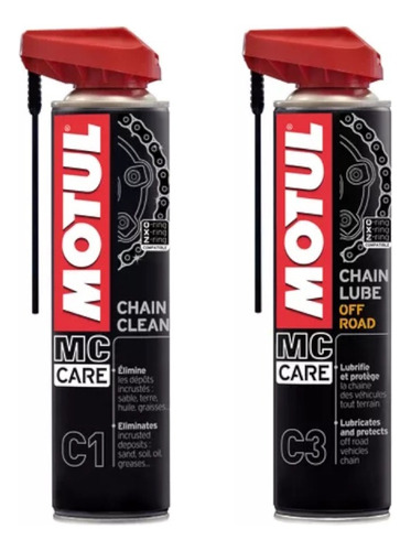 Kit Motul C1 Chainclean 400ml + C3 Chain Lube Off Road 400ml