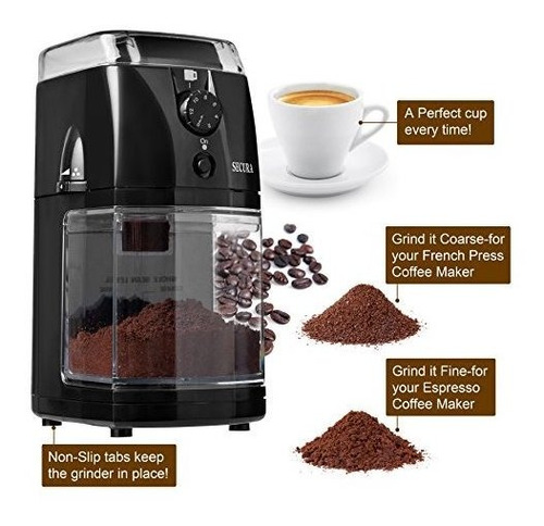 Molinillo Electrico Para Cafe Con 17 Ajustes De Molido Negro