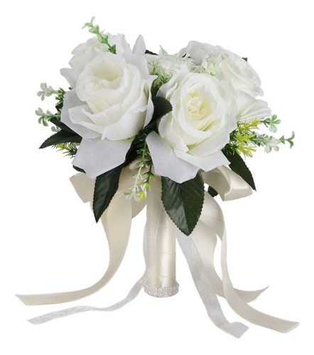 Ramo De Flores Artificiales Para Bodas, Rosa De Simulación D
