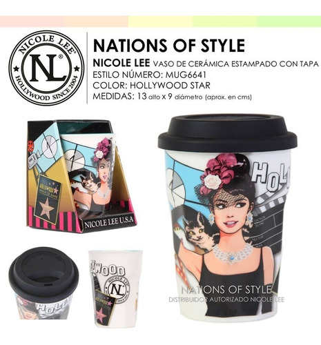 Taza Vaso De Ceramica Estampado Nicole Lee Hollywood