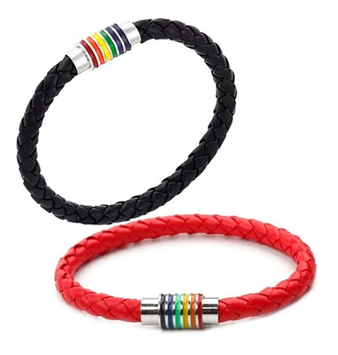 Pulsera Orgullo Lgbt Cierre Con Imán Cuero Pride Arcoiris F