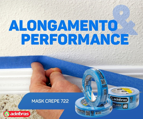 Imagem 3 de 3 de Kit 10 Fitas Crepe Azul 722 48mmx50m - Adelbras - Uv - Anti