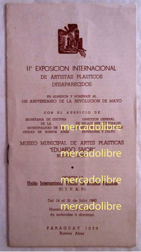 Catálogo Exposicion Artistas Desaparecidos 1960 Museo Sivori