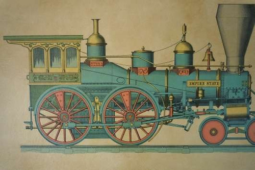 Ilustración Pionero Del Tren Locomotora - Lámina 45 X 30 Cm.