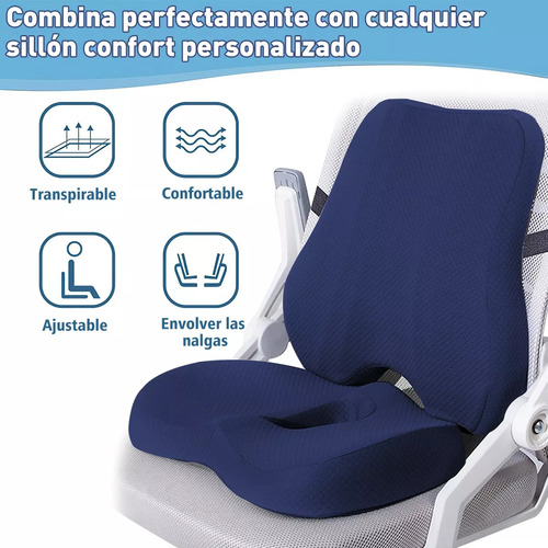 Cojín del Asiento y Almohada Lumbar Kit Espuma de Memoria Respaldo Coche Oficin Color Negro