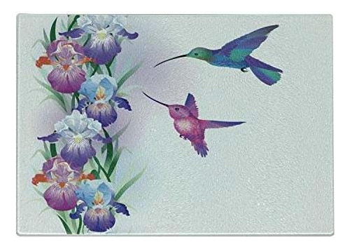 Lunarable Hummingbird Cutting Board, Colorful Birds With