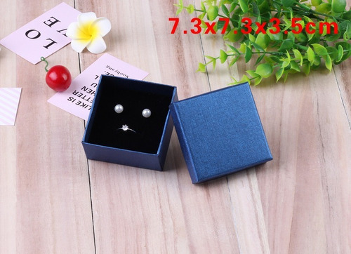 Imagen 2 de 4 de Set 12 Cajas Azul De Regalo, Exhibidor Joyas 7x7cm.