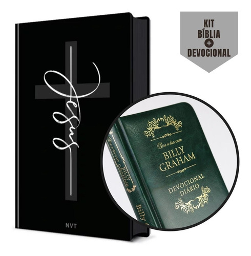 Box Bíblia Nvt Cruz + Billy Graham  366 Mensagens Devocional