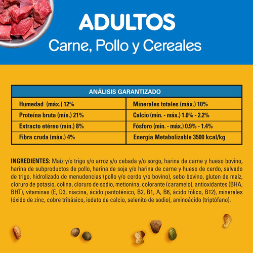 Imagen 6 de 8 de Pedigree Alimento Seco Perro Adulto Carne Pollo Cereal 3kg