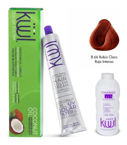 Kit Kit Kuul  Tinte tono 8.66 rubio claro rojo intenso para cabello