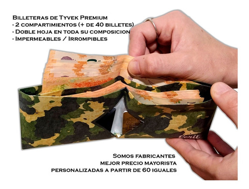 Billetera De Papel Irrompible Tyvek San Lorenzo Casla Lerit Azul Tyvek