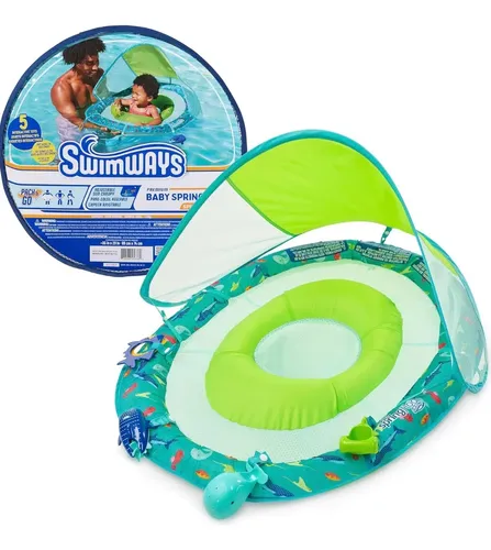Flotador Para Bebé Con Toldo UV UPF50+, Asiento Acolchado Y Pelota De Equilibrio, Para Niños De 3 A 30 Meses, Color Rosa