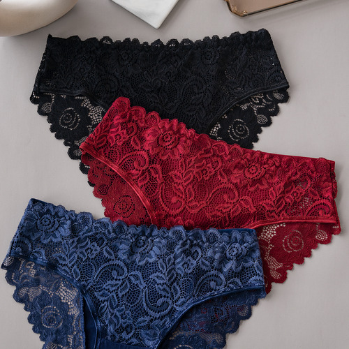 Pack 3 Bragas Encaje Seda Helada Transpirables Confort Mujer