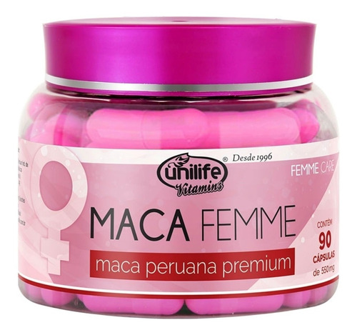 Suplemento De Maca Femme Premium  Unilife 90 Capsulas