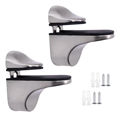 Soporte De Cristal For Estantes, Sujetadores Cepillado