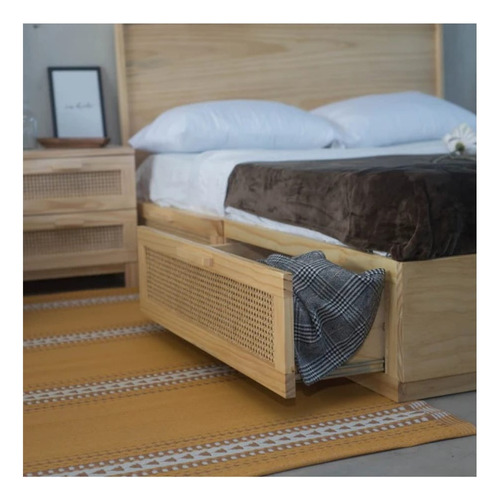 Cama Canagge Con Ratán King Madera Eucaliptus Clear