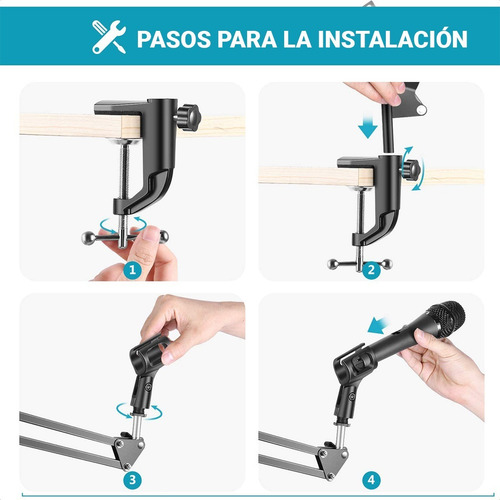 Imagen 8 de 8 de Brazo Articulado Soporte De Microfono De Escritorio Pipeta