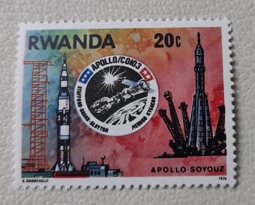 Sello - Ruanda - 1976 Cooperacion Espacial Con Usa