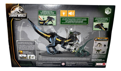 Boneco Dinossauro Articulado Dino Indoraptor Com Luz E Som Jurassic World Rastreio E Ataque Mattel