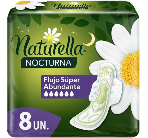 Toalla Higiénica Naturella Nocturna Extra Larga Con Alas 8 U