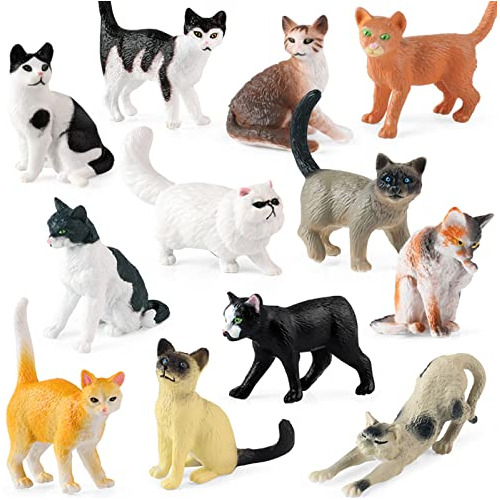 Juego De 12 Figuritas De Gatos Realistas, Juguetes De M...