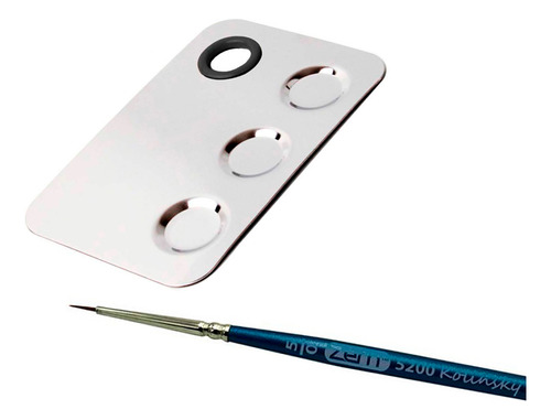 Pincel Kolinsky Super Fino Para Warhammer Paleta Metalica