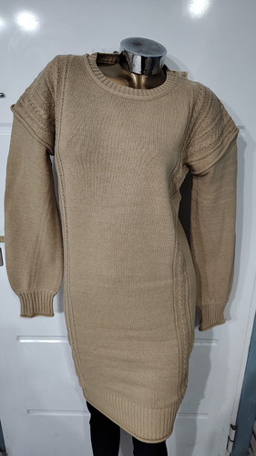 Maxi Sweater Vestido Mujer Invierno Manga Larga Tejido