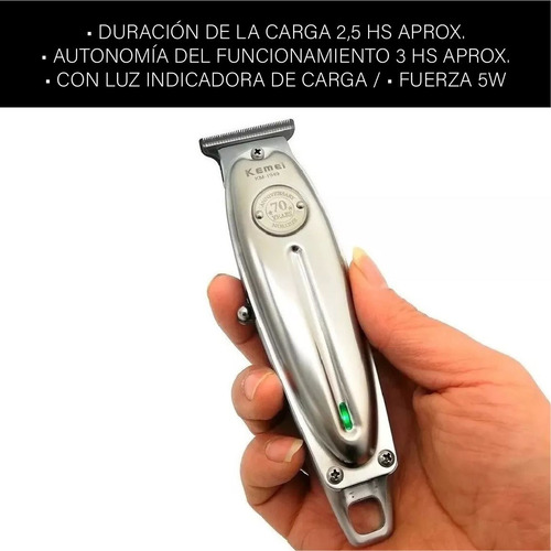 Recortadora Kemei Recargable KM-1949 plateada