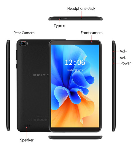 Tablet 7'' Pritom Android 13 4gb+32gb Rom Tableta Con Funda