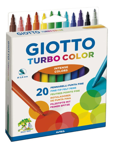 Marcador Giotto Turbo Color X 20 Colores No Tóxicos Lavables