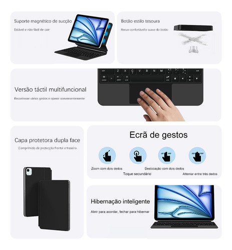 Z Funda Con Teclado Magic Keyboard Para iPad Air 11 M2 2024