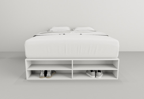 Imagen 3 de 8 de Box De Cama Base Somier Con Cajonera + Zapatero 1,40 Mts.