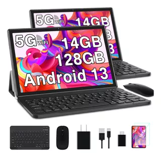 2024 Tablet Goodtel G10 10.1 Tableta 128GB ROM Negra Y 14GB RAM TF 1TB Expansión Octacore 2.0Ghz WIFI 2.4G 5G Bluetooth 5.0 Certificación Google GMS Con Funda Mouse Teclado